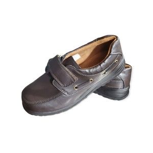 The Childrens Place Boys Faux Boat Shoe Casual Hook & Loop Closure Brown Size 4